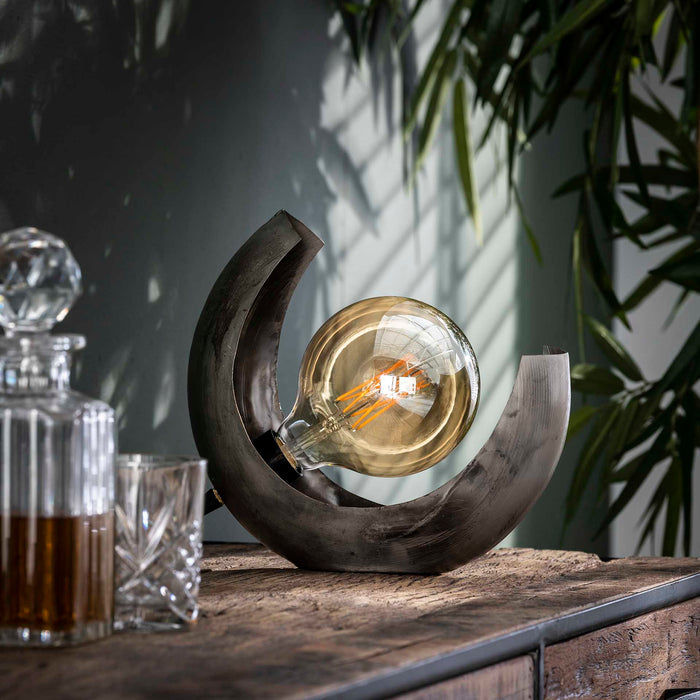 Hoyz - Tafellamp Half Moon - Industrieel - Grijs - 27x13x25