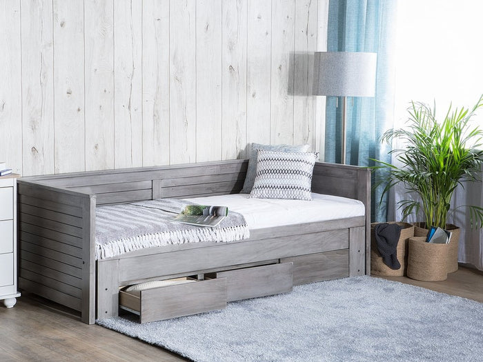 Beliani - CAHORS - Onderschuifbed - Grijs - 90 x 200 cm - Rubberhout