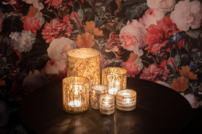 Clayre & Eef Theelichthouder Ø 11x13 cm Roze Glas