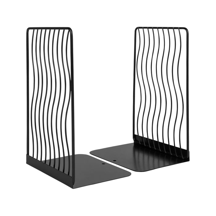 QUVIO Boekenstandaard golvend metaal 1 paar- Zwart