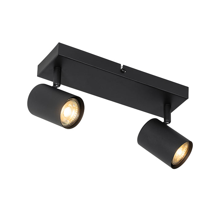 QAZQA Moderne plafondlamp zwart 2-lichts verstelbaar rechthoekig -