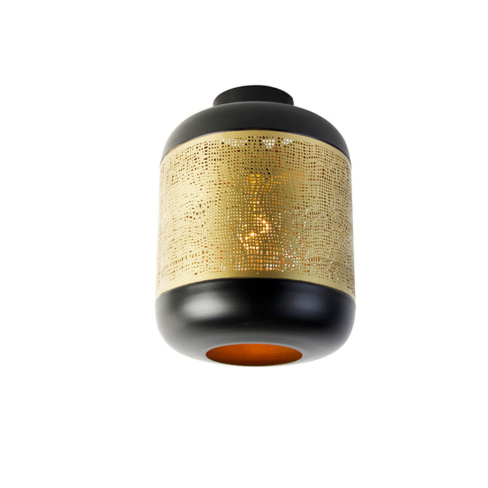 QAZQA Vintage plafondlamp zwart met messing - Kayleigh