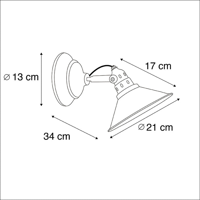 QAZQA Industriële wandlamp roest met goud - Rust
