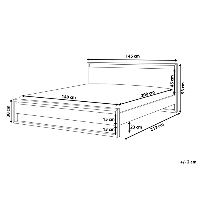 Beliani-GIULIA -Tweepersoonsbed-Donkerbruin-140 x 200 cm-Dennenhout