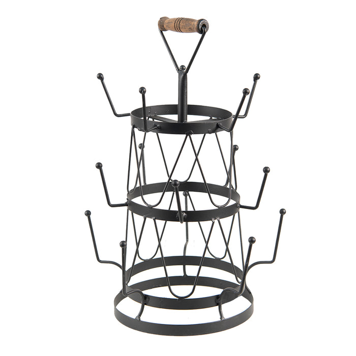 Clayre & Eef Mokkenrek 27*27*41 cm Zwart Ijzer Mokkenboom Mokkenhouder