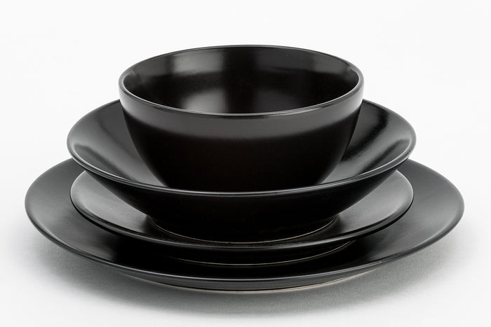 Lite-Body - Serviesset Hermes - 6 Personen- 24 delig - Rond zwart mat