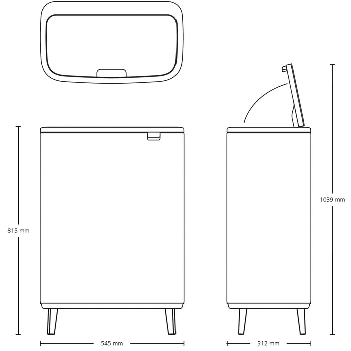 Brabantia Bo Touch Bin Hi Afvalemmer 2 x 30 L - Zwart