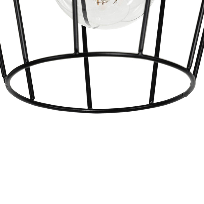 QAZQA Landelijke vloerlamp zwart met hout 2-lichts - Stronk