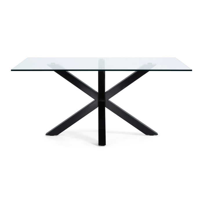 Kave Home Argo Eettafel - 160 x 90 cm - Glas / Zwart