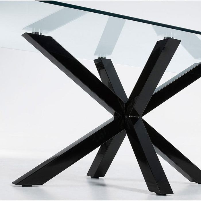 Kave Home Argo Eettafel - 160 x 90 cm - Glas / Zwart