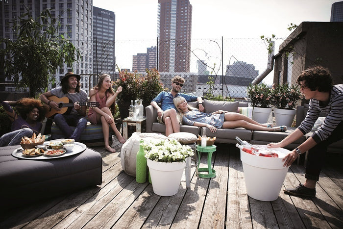 elho Loft Urban Round Bloempot 50 cm met Wielen - 100% gerecycled kunststof