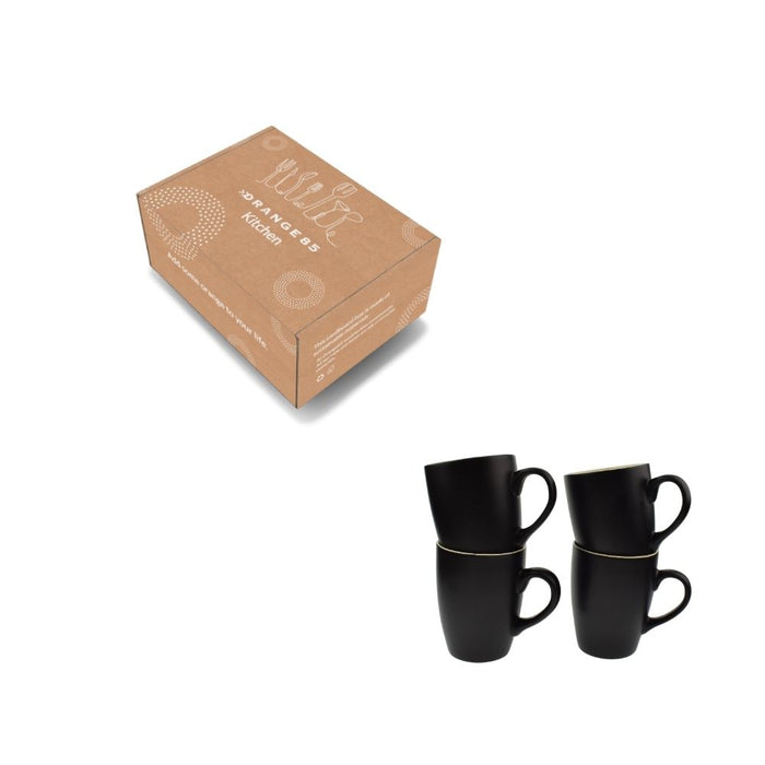 Orange85 Koffiekopjes met Oor Theekoppen 340ml 4 stuks Matzwart Ker...