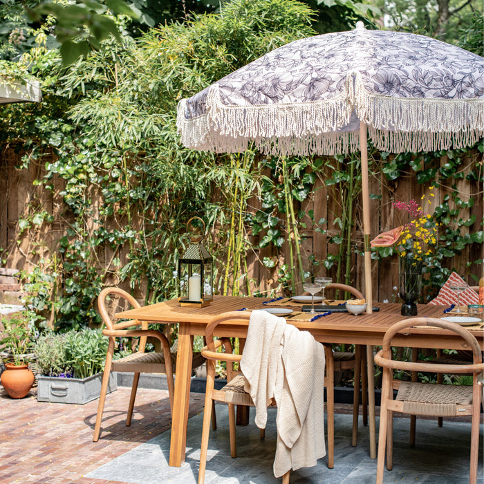 by fonQ basic Tassel Parasol Ø 200 cm - Blue Fleurs