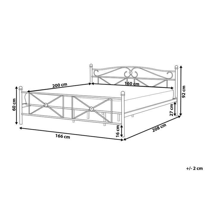 Beliani - RODEZ - Tweepersoonsbed - Wit - 160 x 200 cm - Metaal