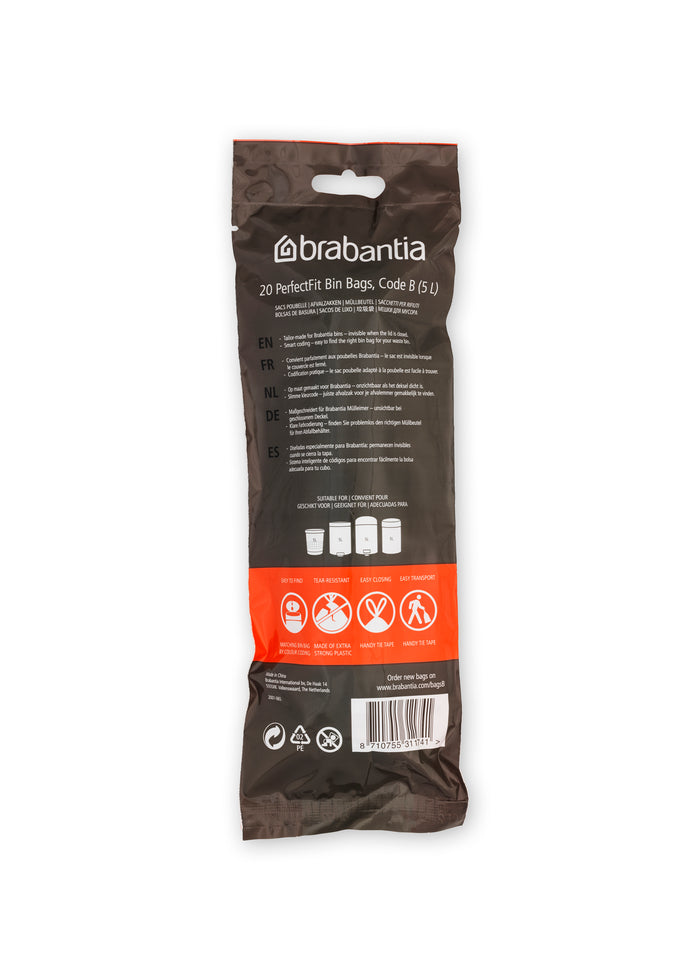 Brabantia Type B PerfectFit Afvalzak 5 Liter - 20 zakken