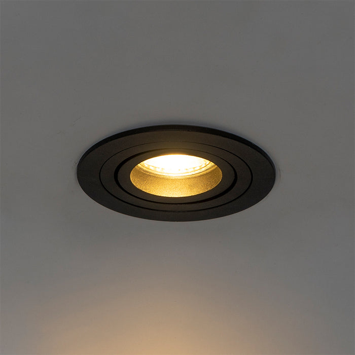 QAZQA Moderne inbouwspot zwart draai- en kantelbaar - Rondoo