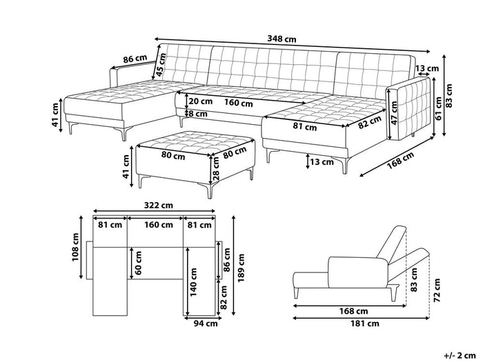 Beliani-ABERDEEN-Bank U-vormig met hocker-Wit-5 persoons- Kunstleer