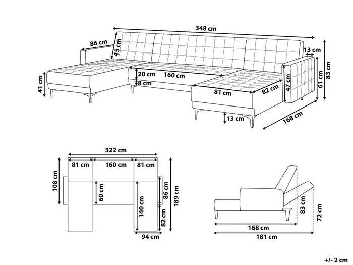 Beliani-ABERDEEN-Bank U-vormig-Wit-5 persoons-Universeel-Kunstleer