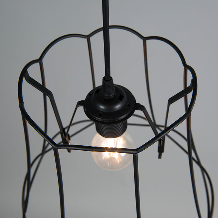 QAZQA Retro hanglamp zwart 30 cm - Granny Frame