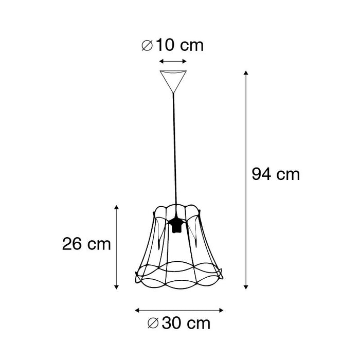 QAZQA Retro hanglamp zwart 30 cm - Granny Frame