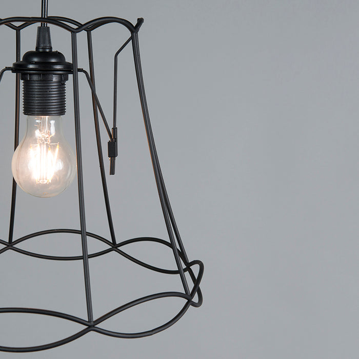 QAZQA Retro hanglamp zwart 30 cm - Granny Frame