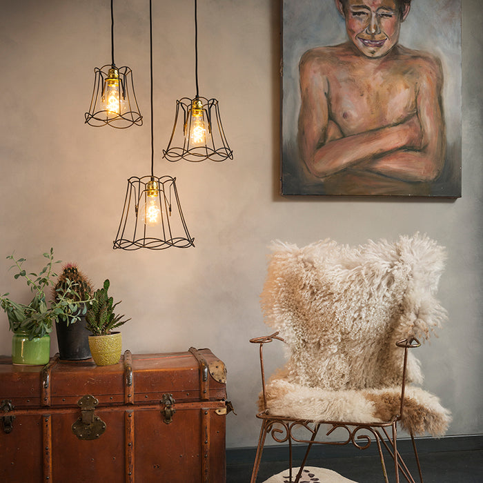 QAZQA Retro hanglamp zwart 30 cm - Granny Frame