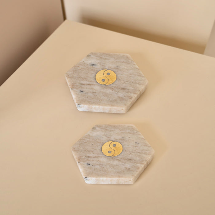 Á la Marble Yin Yang Onderzetters - Set van 2