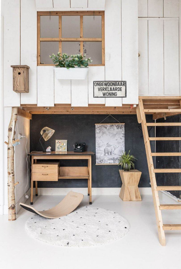 Interieur05 Rond Kindervloerkleed hoogpolig Cream|Zwart - Dots