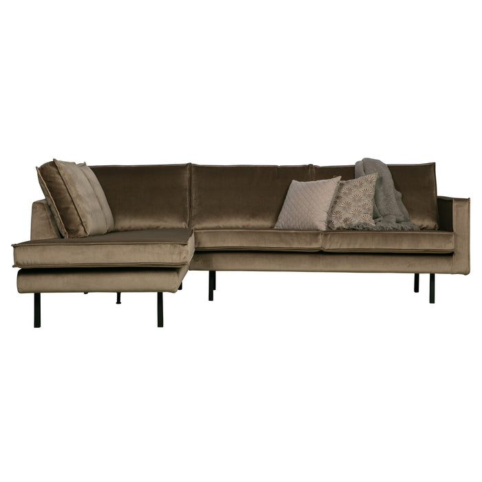 WOOOD Rodeo Hoekbank Links - Velvet - Taupe