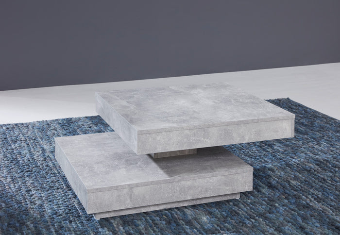 Hioshop Erano salontafel draaibaar tafelblad en 1 plank beton decor