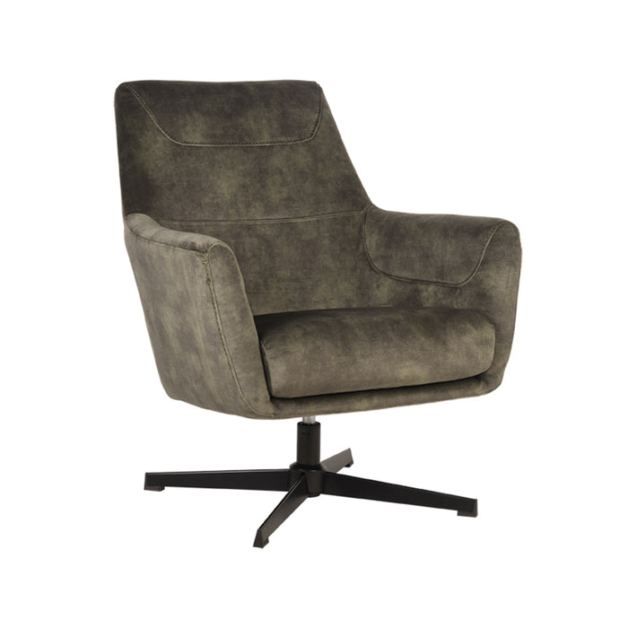 LABEL51 - Draaifauteuil Toby - Hunter Velours - Zwart Metaal