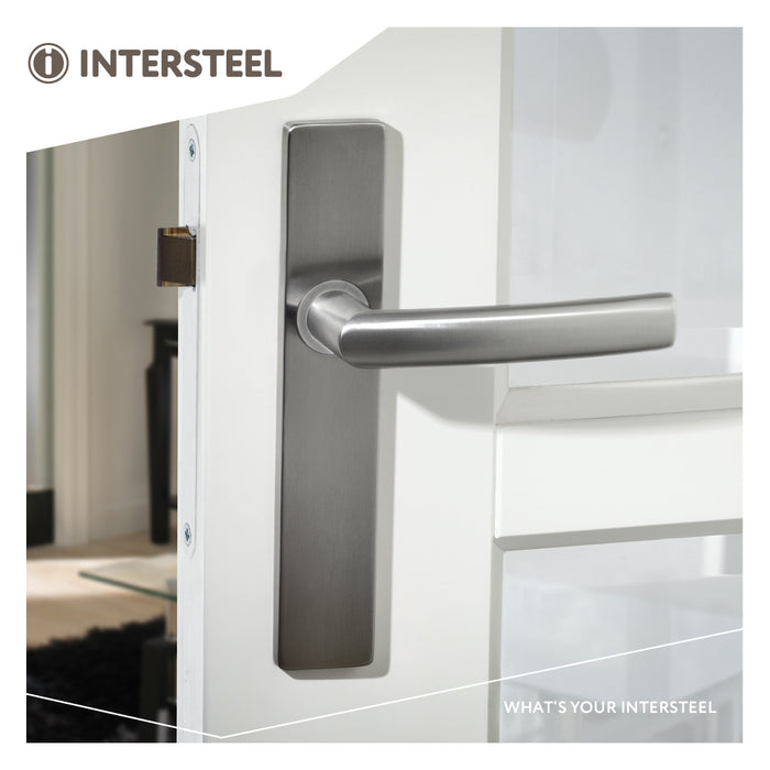 Intersteel Deurkruk Blok op rechthoekig schild blind rvs geborsteld