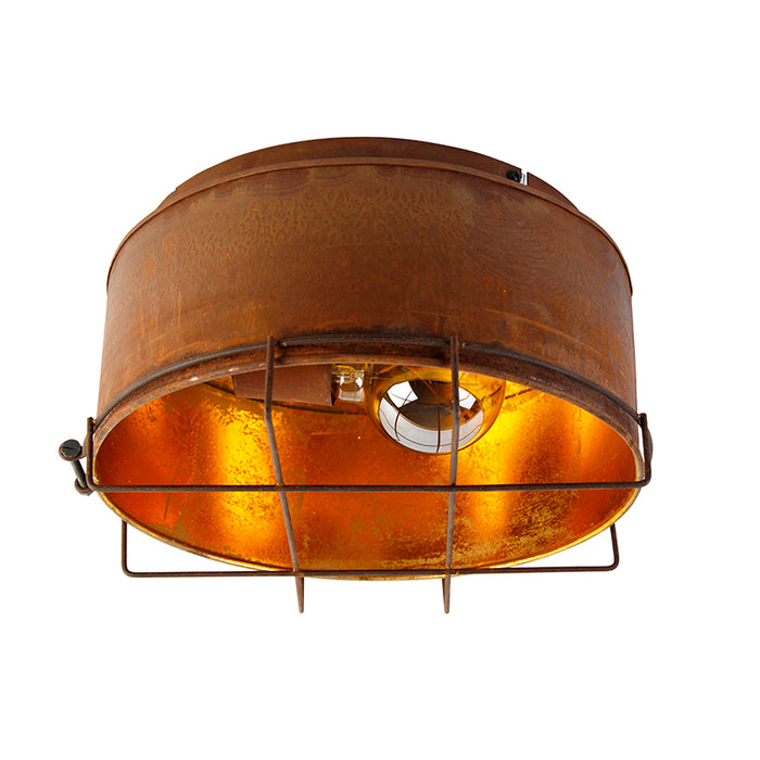 QAZQA Industriële plafondlamp roestbruin 35 cm - Barril