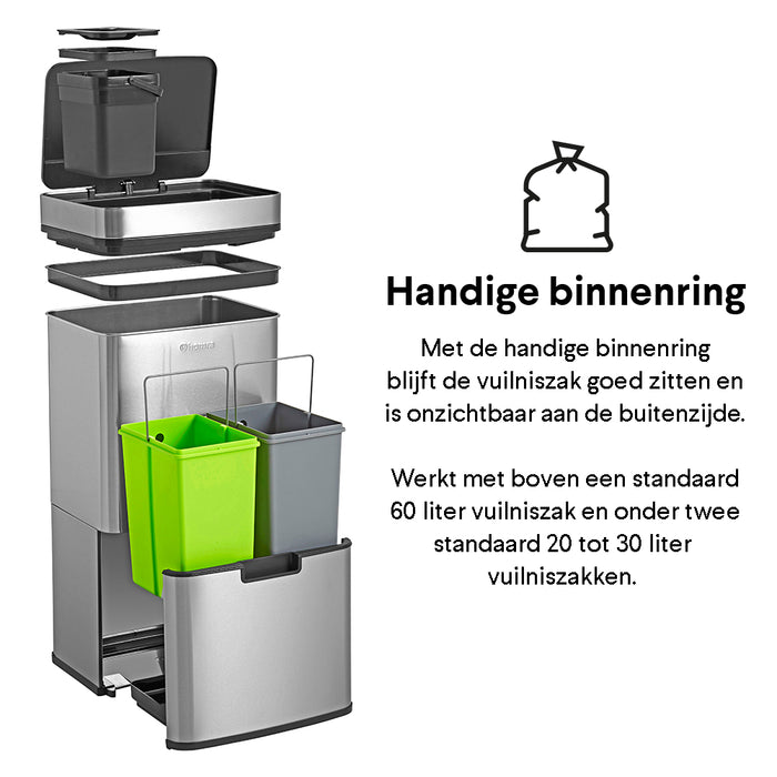 Homra Nexo Afvalemmer 72 Liter (48+12+12 Liter)