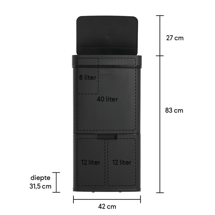 Homra Nexo Afvalemmer 72 Liter (48+12+12 Liter)