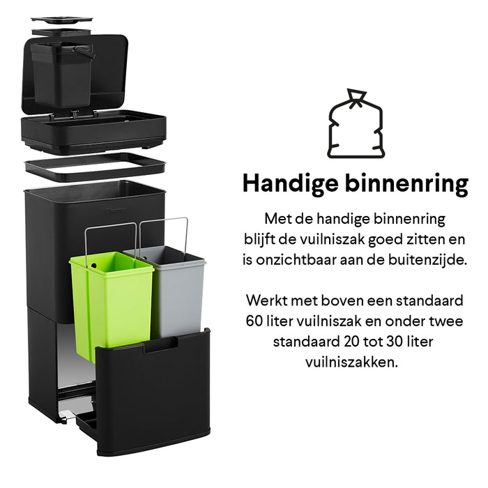 Homra Nexo Afvalemmer 72 Liter (48+12+12 Liter)