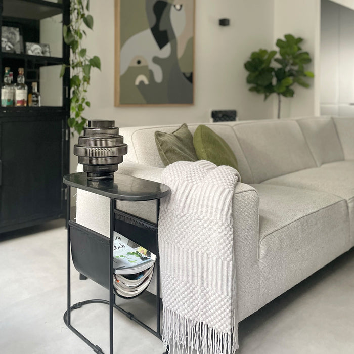 QUVIO Plaid  - 220 x 127 cm - Polyester - Grijs