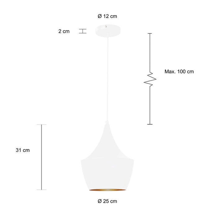 QUVIO Hanglamp rond wit - QUV5070L-WHITE