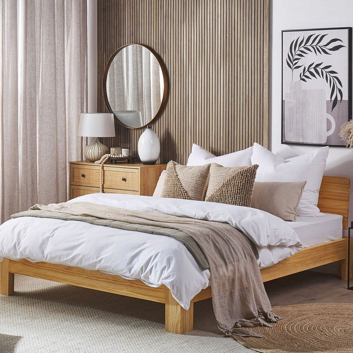 Beliani-ROYAN -Tweepersoonsbed-Lichthout-160 x 200 cm-Dennenhout