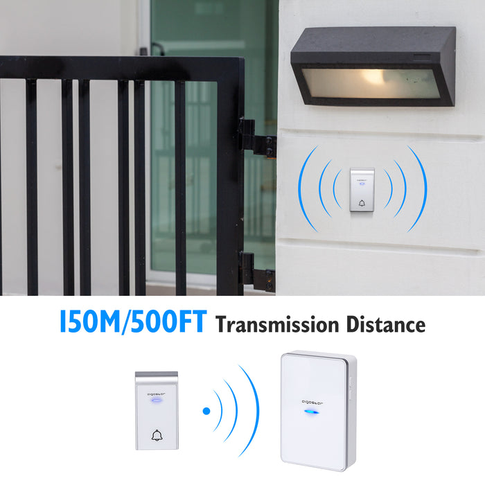 Aigostar Draadloze Deurbel-Met 2 ontvanger-DC-36 Melodie-Wit