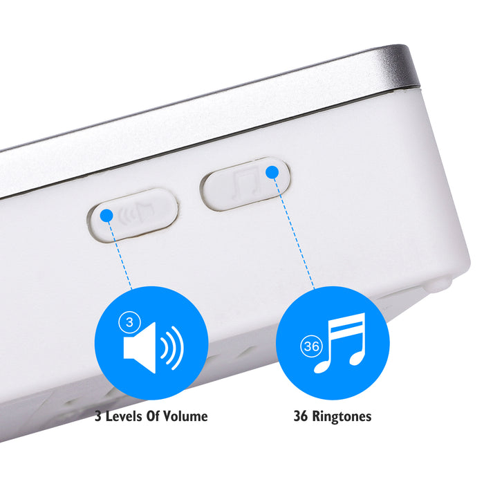 Aigostar Draadloze Deurbel-Met 2 ontvanger-DC-36 Melodie-Wit