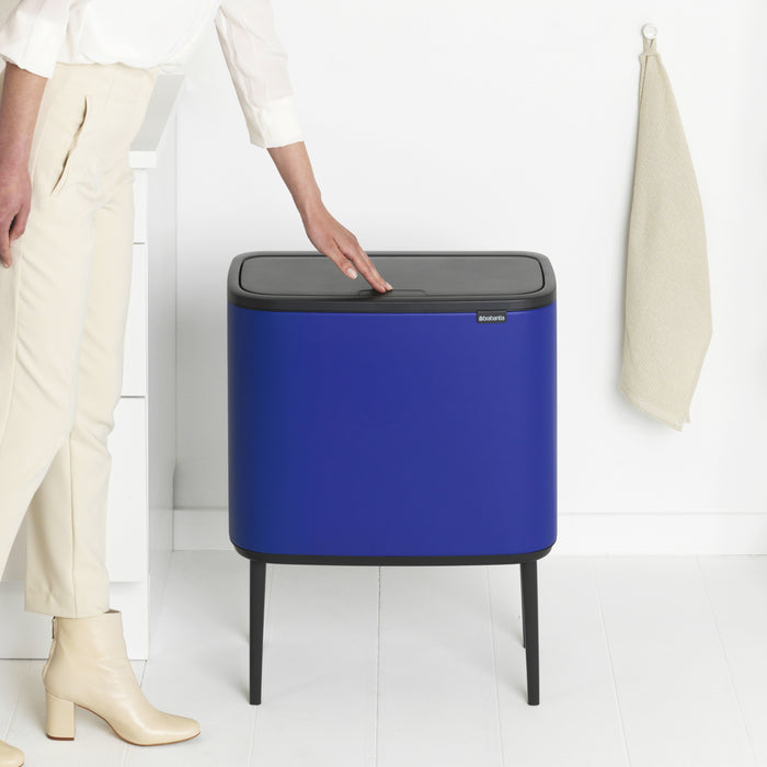Brabantia Bo Touch Bin Afvalemmer 34 Liter (11 + 23 Liter) - Mineral Powerful Blue