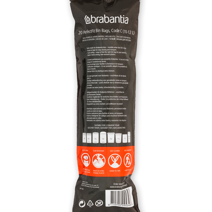 Brabantia Type C PerfectFit Afvalzak 10-12 Liter - 20 zakken