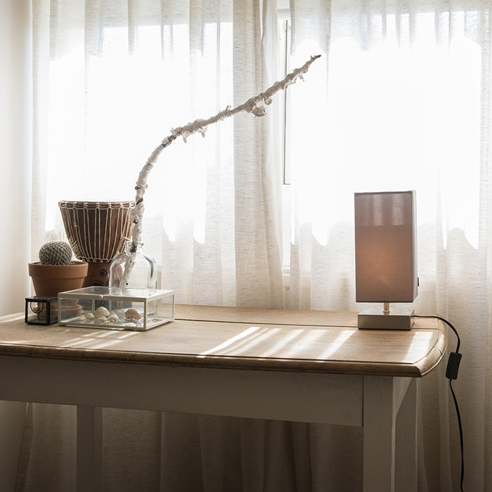 QAZQA Moderne tafellamp grijs met staal - Milo