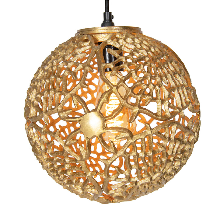QAZQA Art deco hanglamp goud rond 3-lichts - Maro