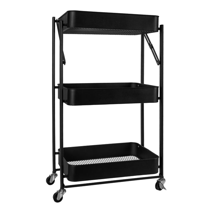 QUVIO Keukentrolley metaal opvouwbaar met 3 lagen en op wieltjes