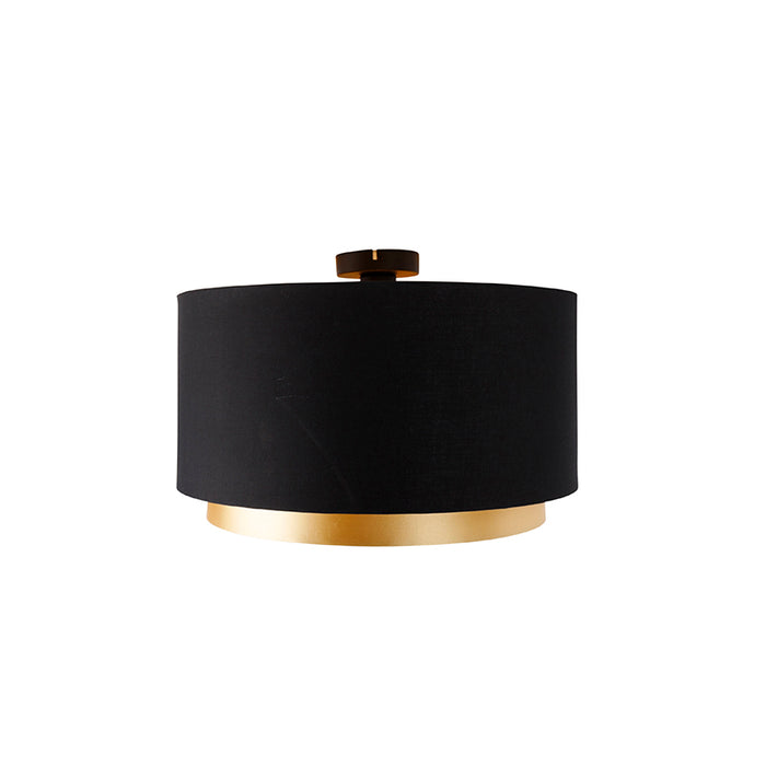 QAZQA Moderne plafondlamp zwart met goud 47 cm duo kap - Combi