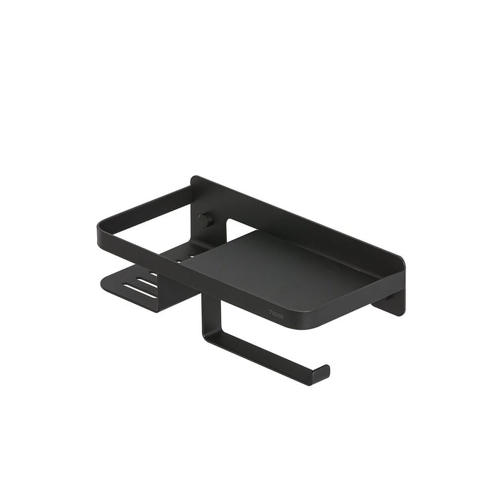 Tiger Caddy Toiletrolhouder met Planchet - Zwart