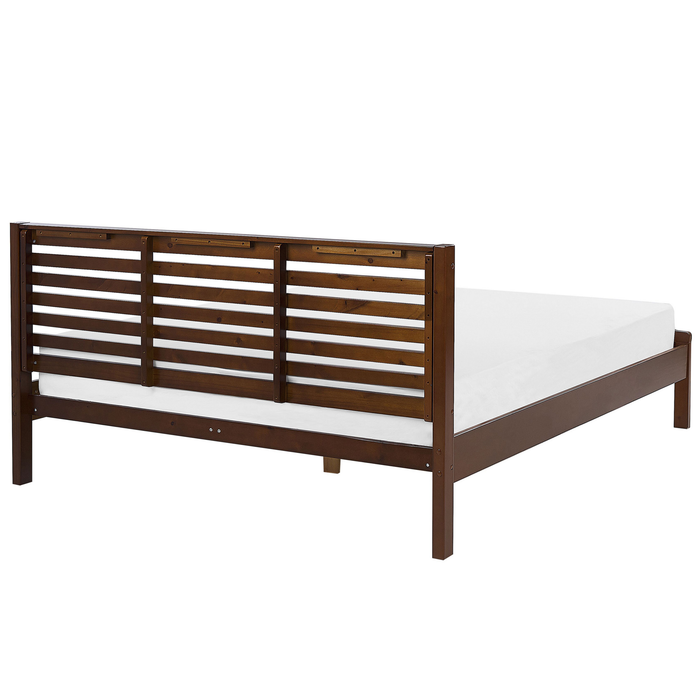 Beliani-CARNAC -Tweepersoonsbed-Donker hout-180 x 200 cm-Rubberhout