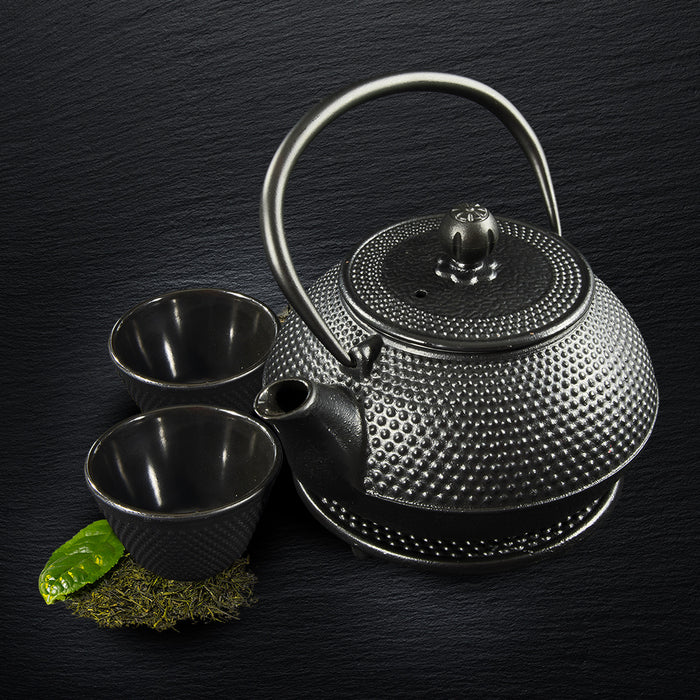 SakuraTea - Theepot Set - 4-delig - Gietijzer - Zwart - 0.8L - 2